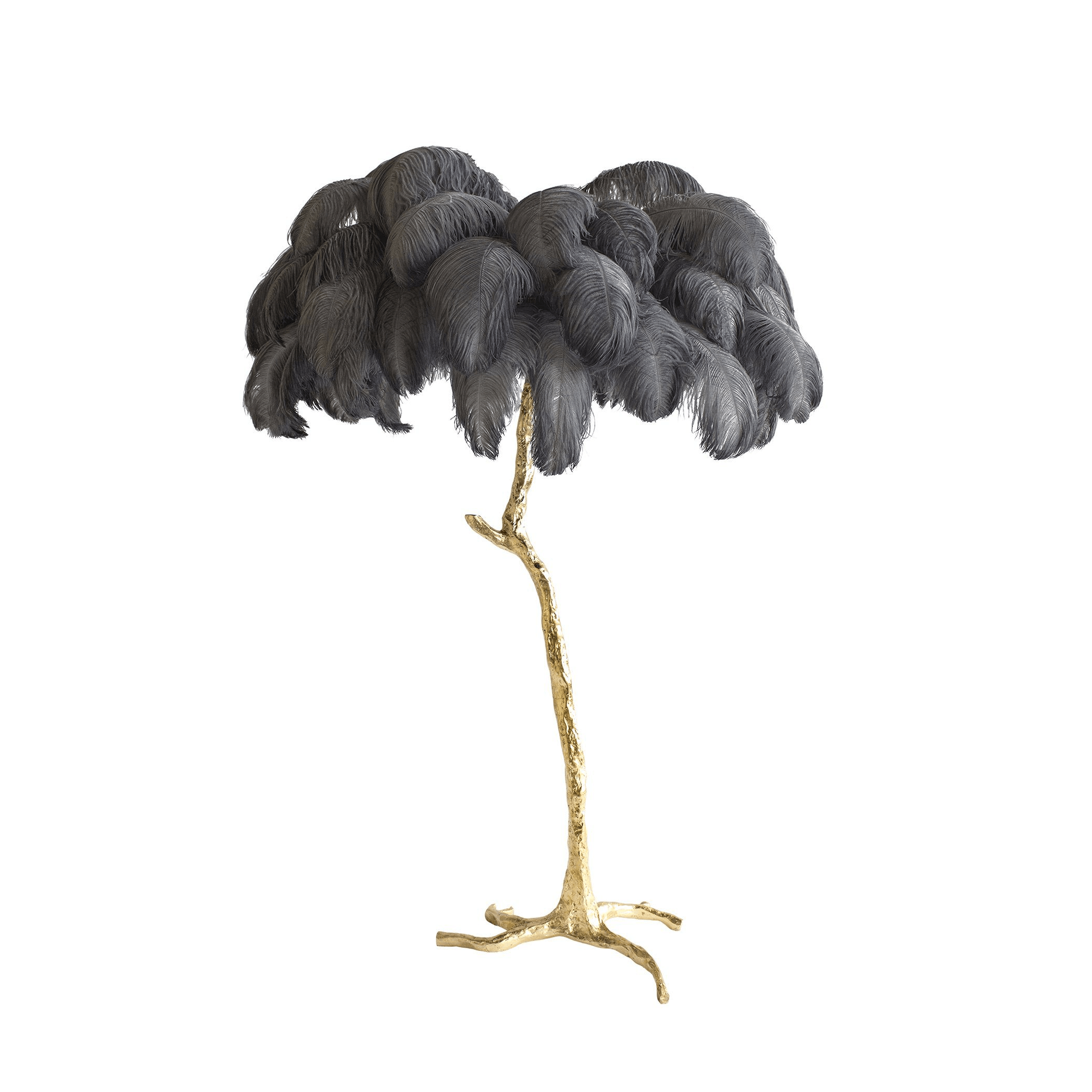 Brass Floor Lamp With Ostrich Feather Lighting Lobby