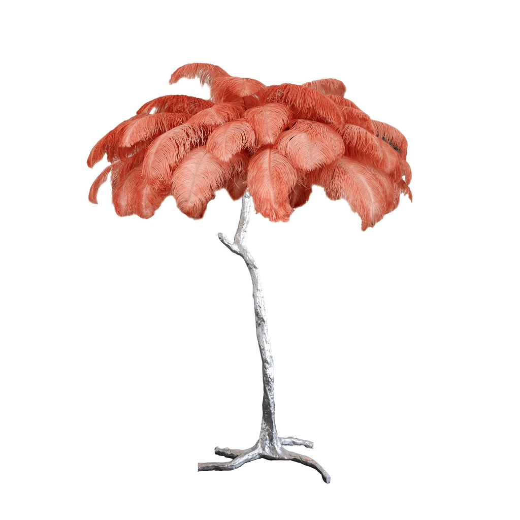 Brass Floor Lamp With Ostrich Feather Lighting Lobby