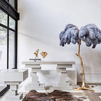 Brass Floor Lamp With Ostrich Feather Lighting Lobby