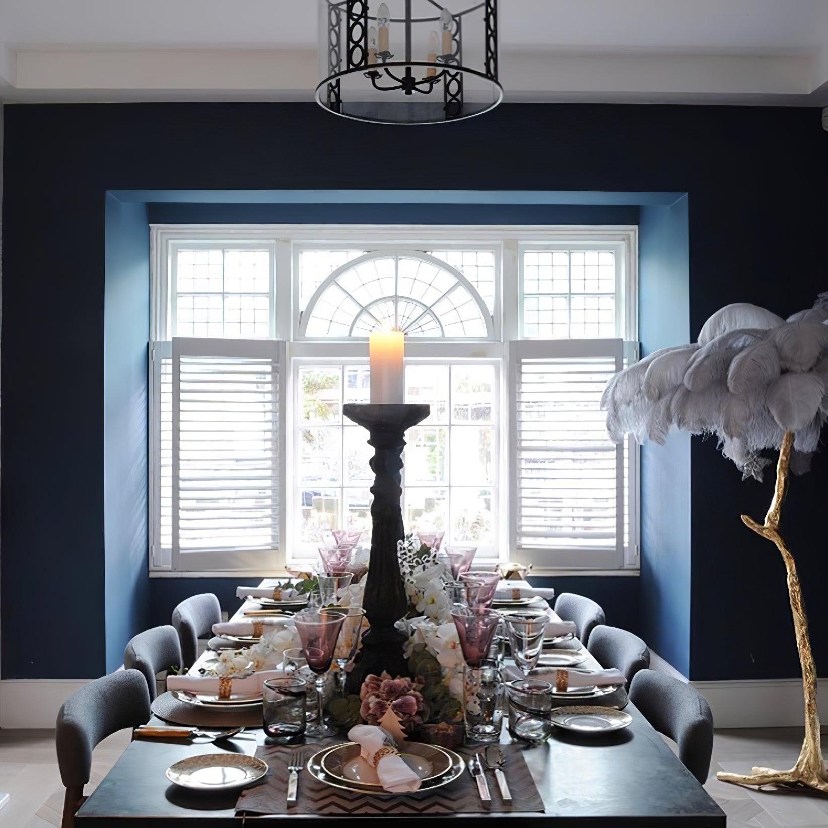 Brass Floor Lamp With Ostrich Feather Lighting Lobby