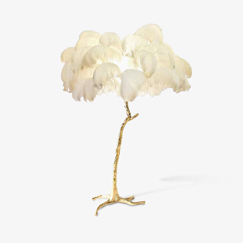 Brass Floor Lamp With Ostrich Feather Lighting Lobby