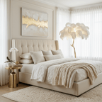 Brass Floor Lamp With Ostrich Feather Lighting Lobby