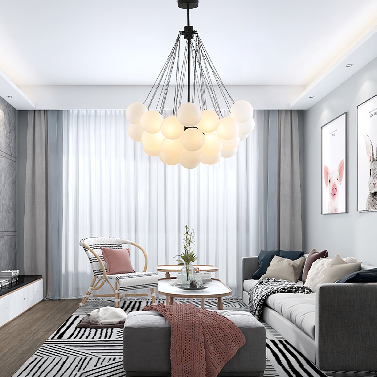 Bubble Ceiling Suspension Lighting Lobby