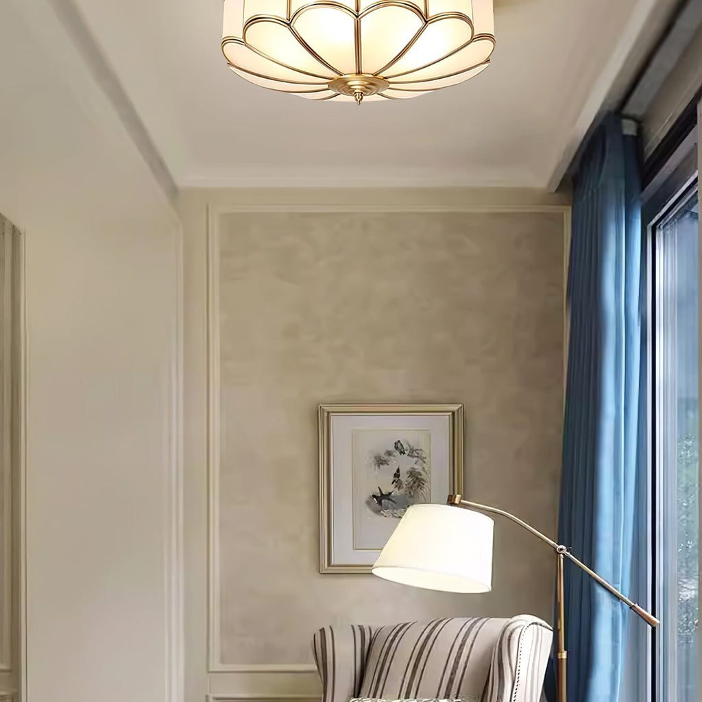 Ceiling Light Fixture with Flower Shaped Glass Lighting Lobby