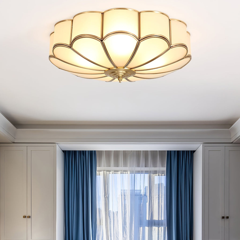 Ceiling Light Fixture with Flower Shaped Glass Lighting Lobby