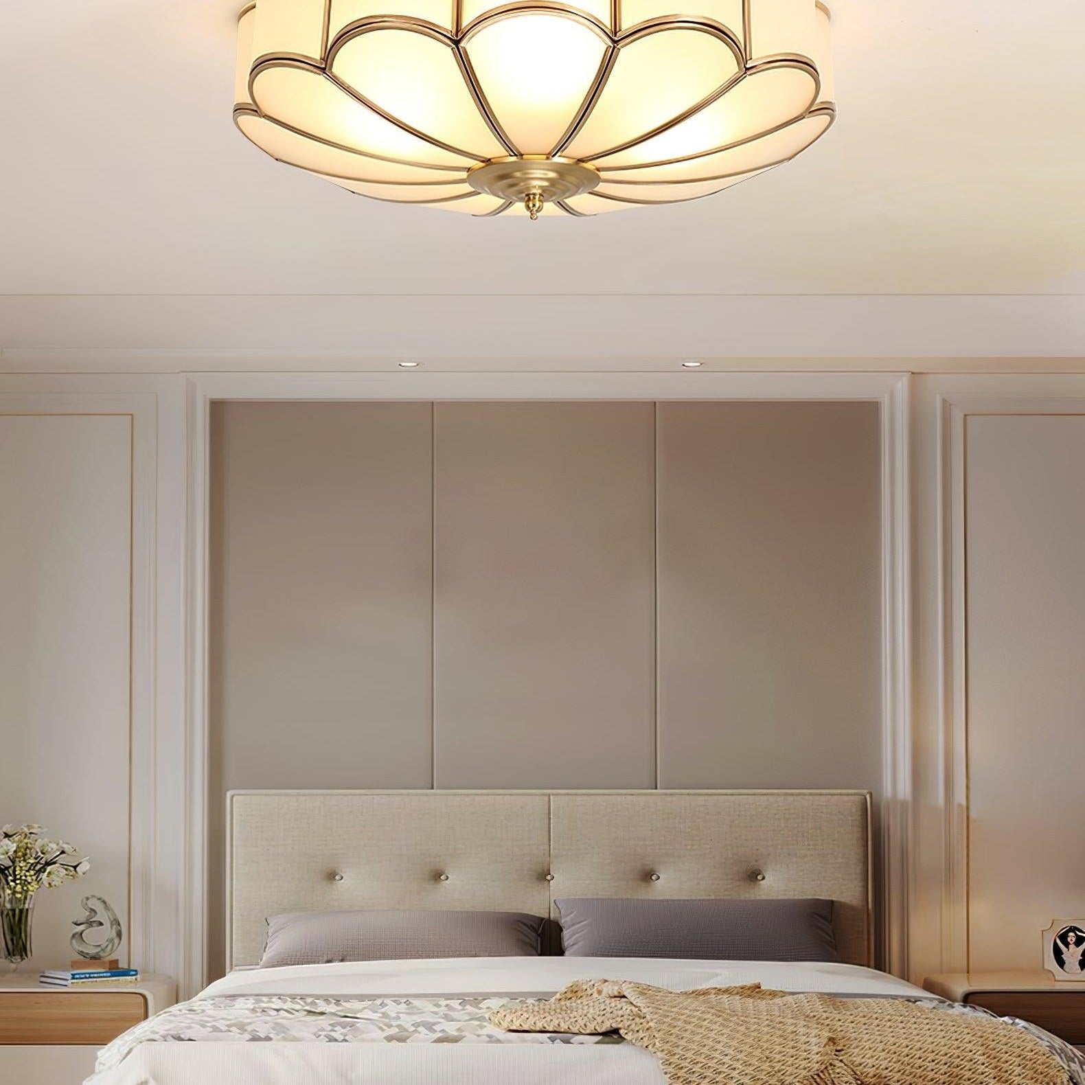 Ceiling Light Fixture with Flower Shaped Glass Lighting Lobby