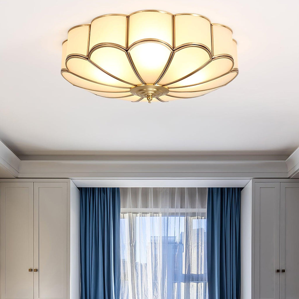 Ceiling Light Fixture with Flower Shaped Glass Lighting Lobby