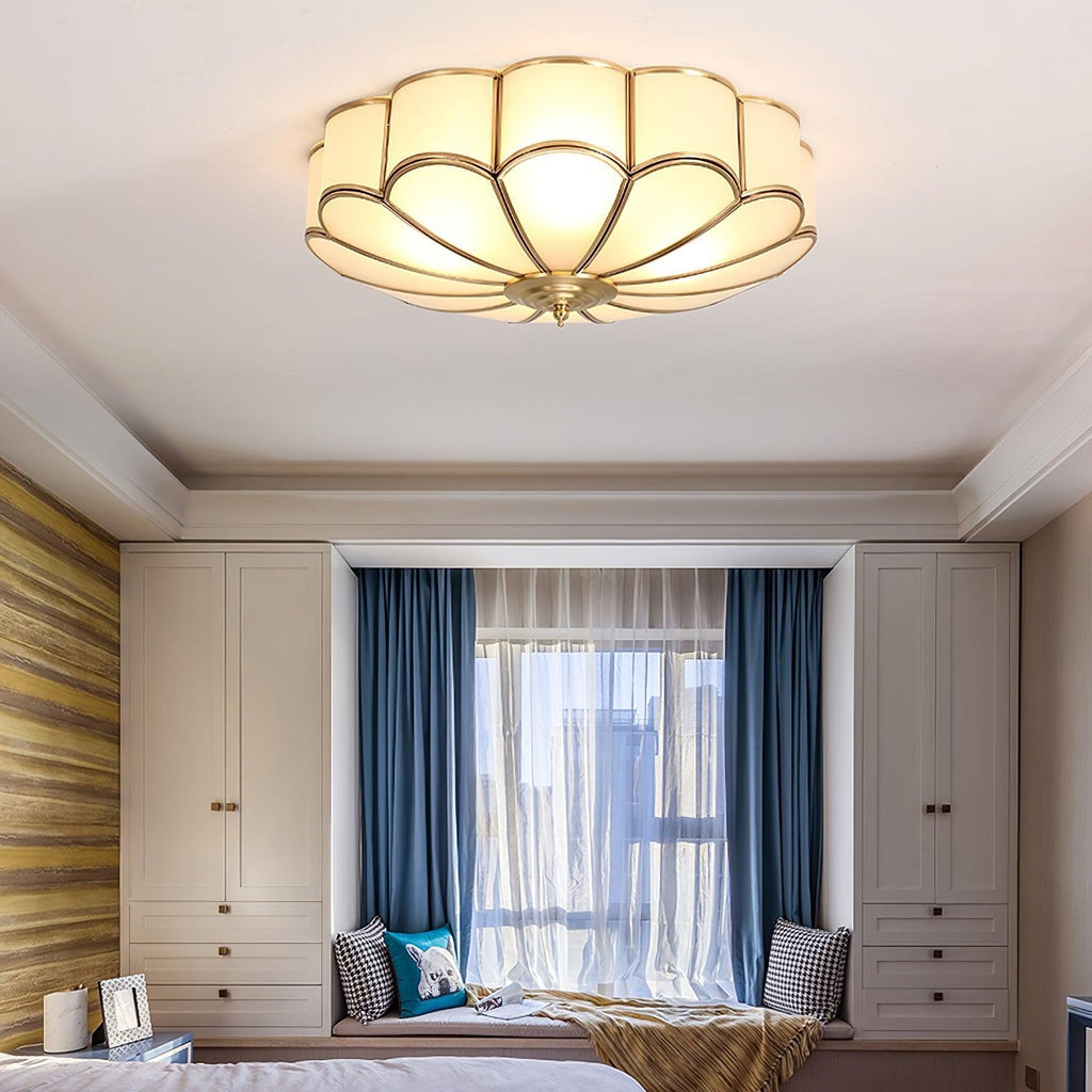 Ceiling Light Fixture with Flower Shaped Glass Lighting Lobby