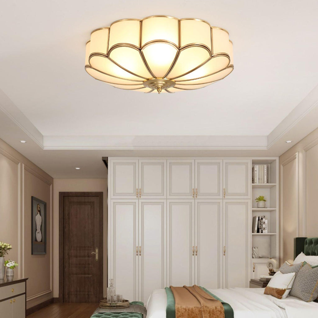 Ceiling Light Fixture with Flower Shaped Glass Lighting Lobby