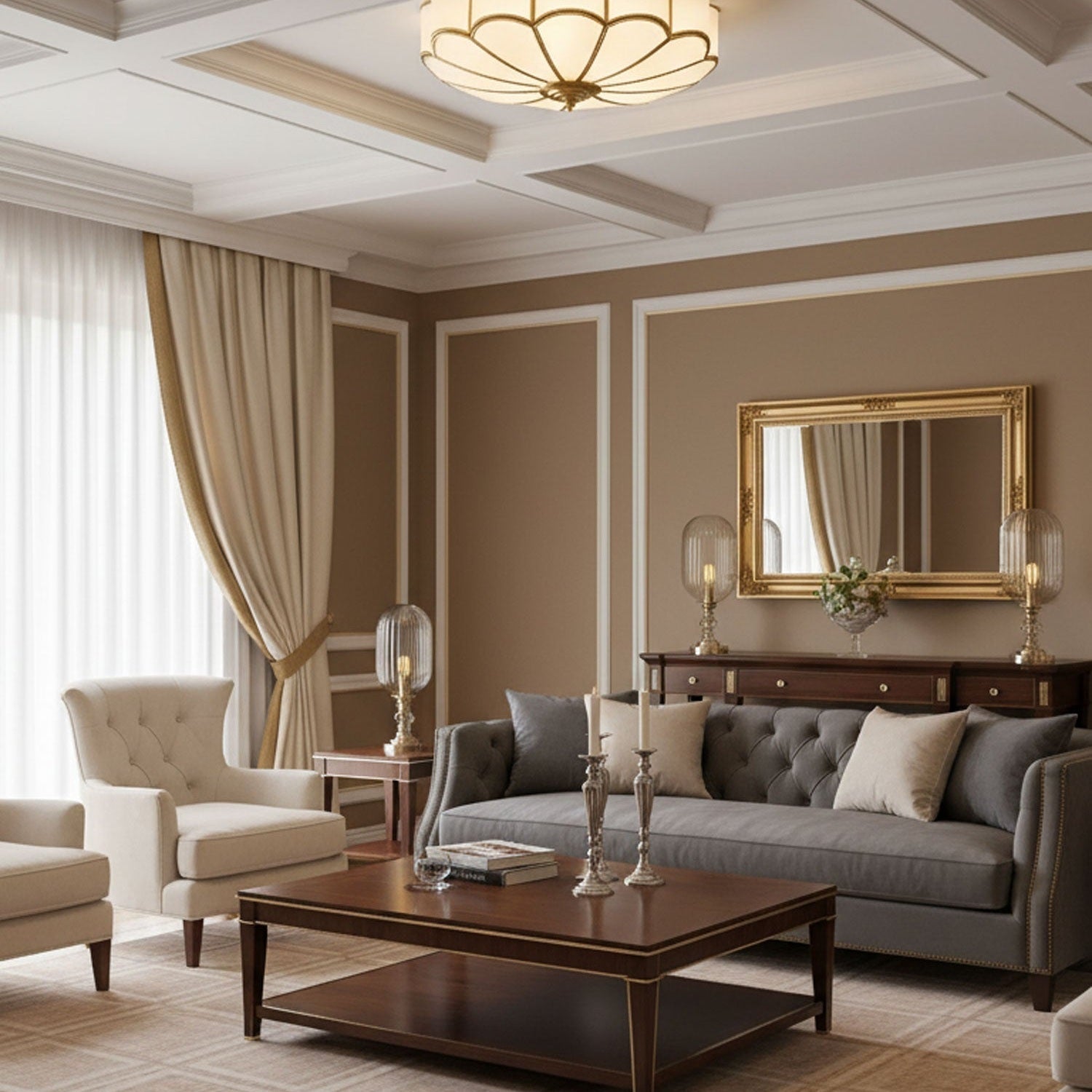 Ceiling Light Fixture with Flower Shaped Glass Lighting Lobby