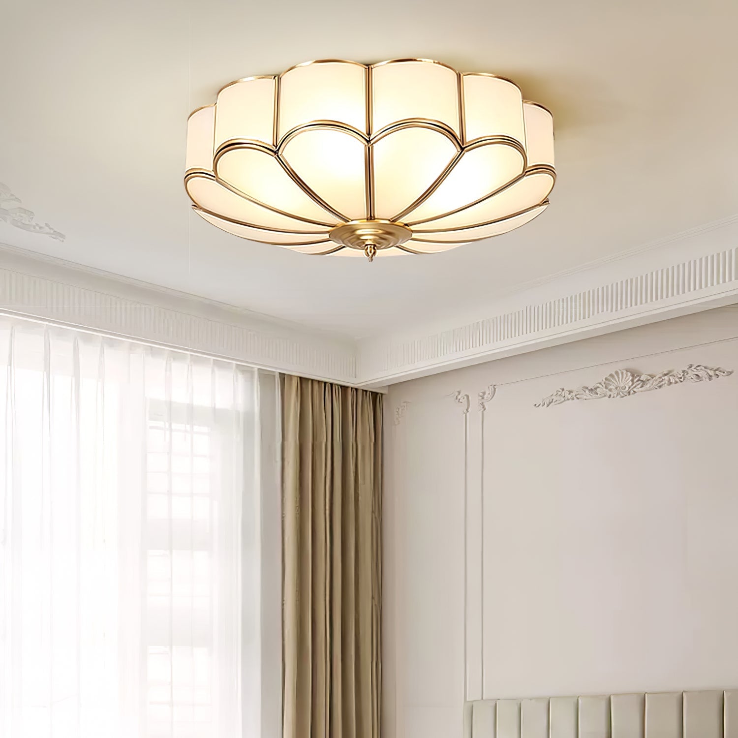 Ceiling Light Fixture with Flower Shaped Glass Lighting Lobby