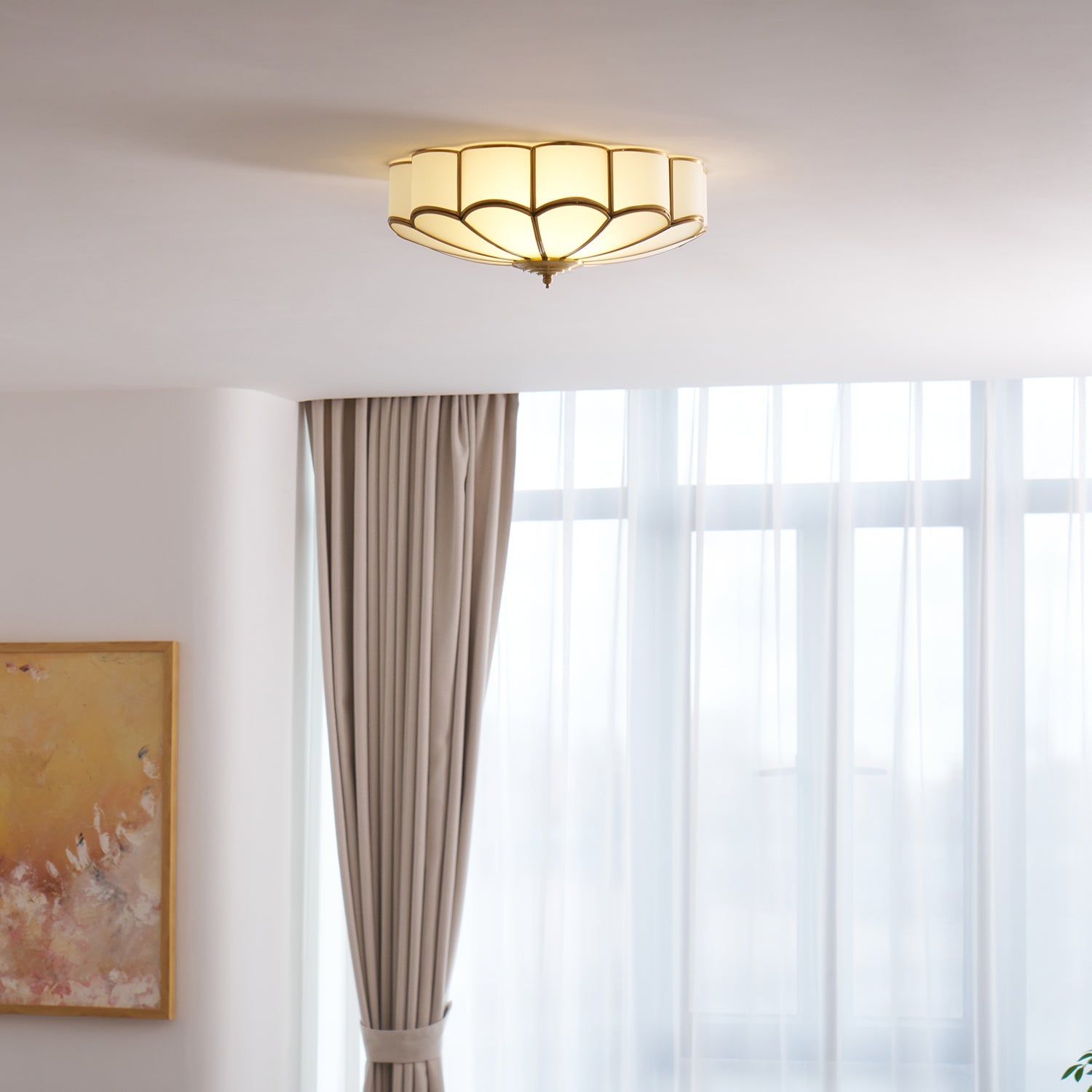 Ceiling Light Fixture with Flower Shaped Glass Lighting Lobby
