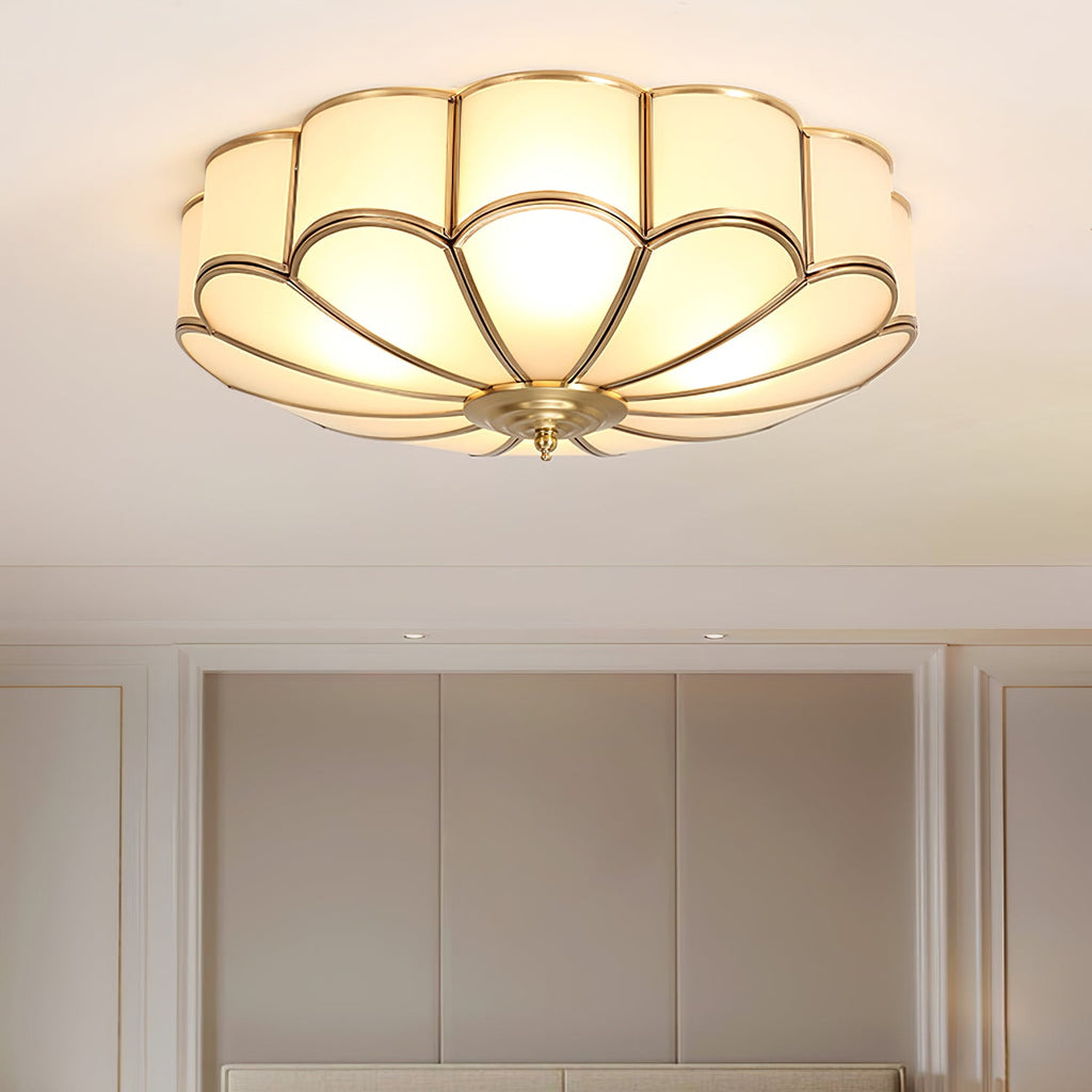 Ceiling Light Fixture with Flower Shaped Glass Lighting Lobby
