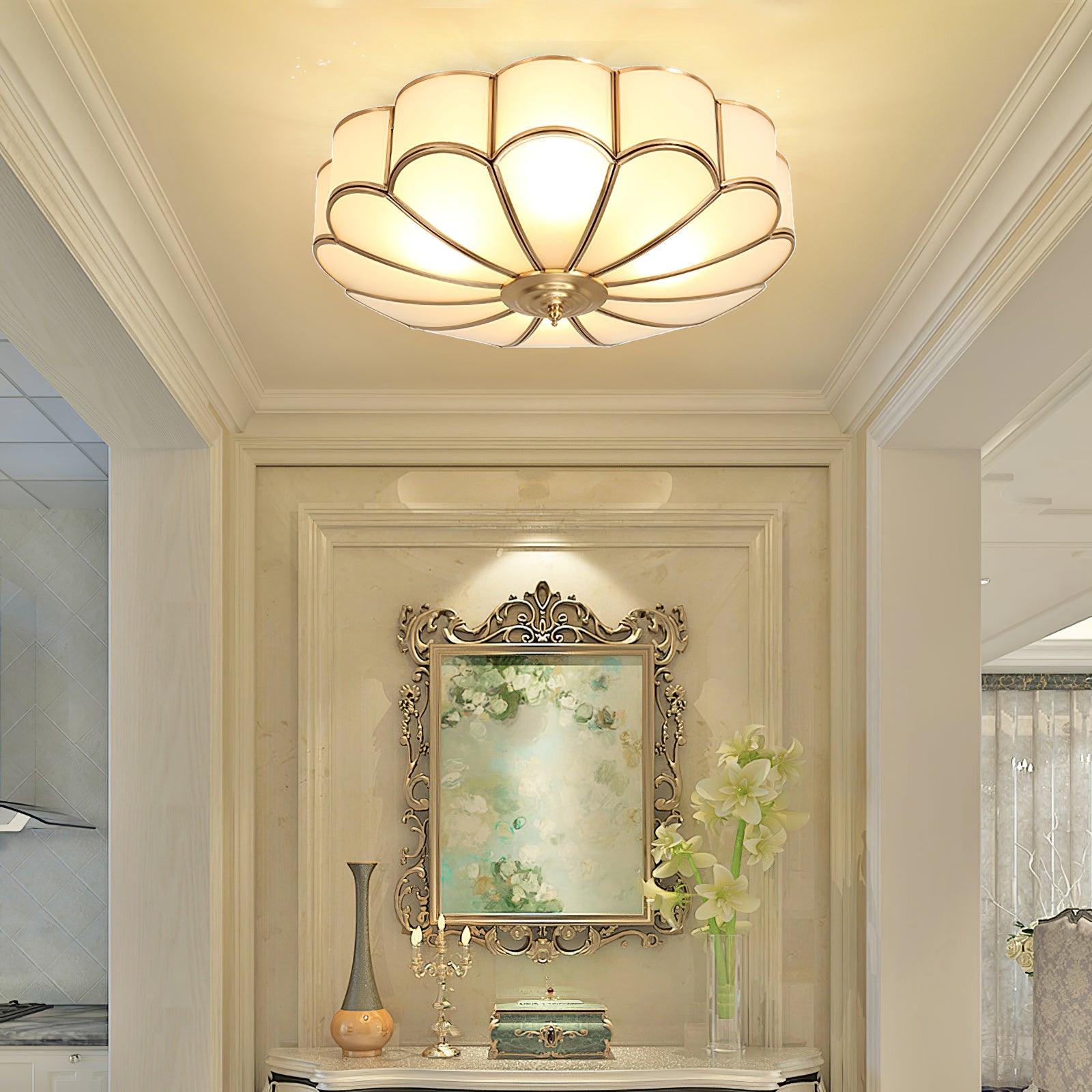Ceiling Light Fixture with Flower Shaped Glass Lighting Lobby