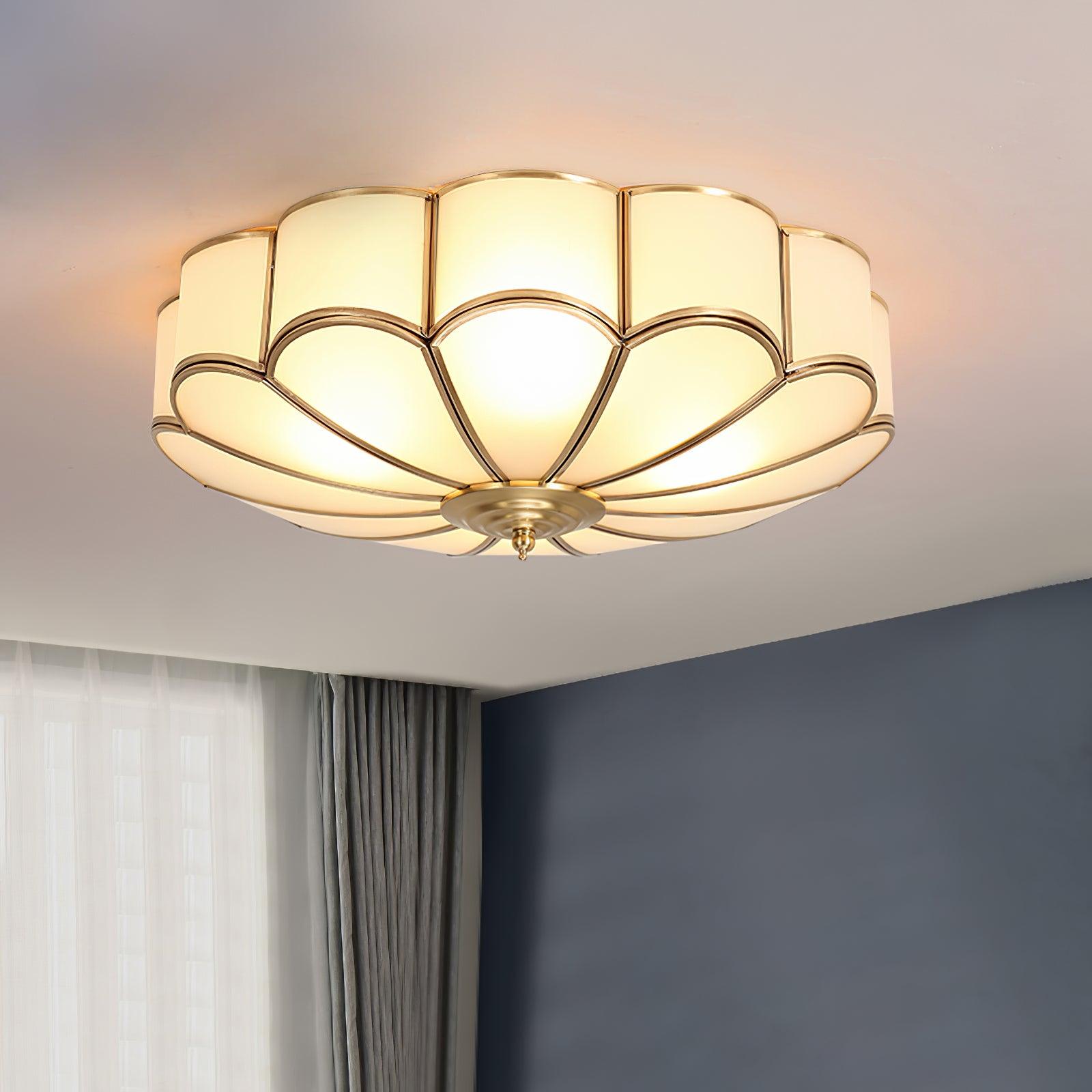 Ceiling Light Fixture with Flower Shaped Glass Lighting Lobby