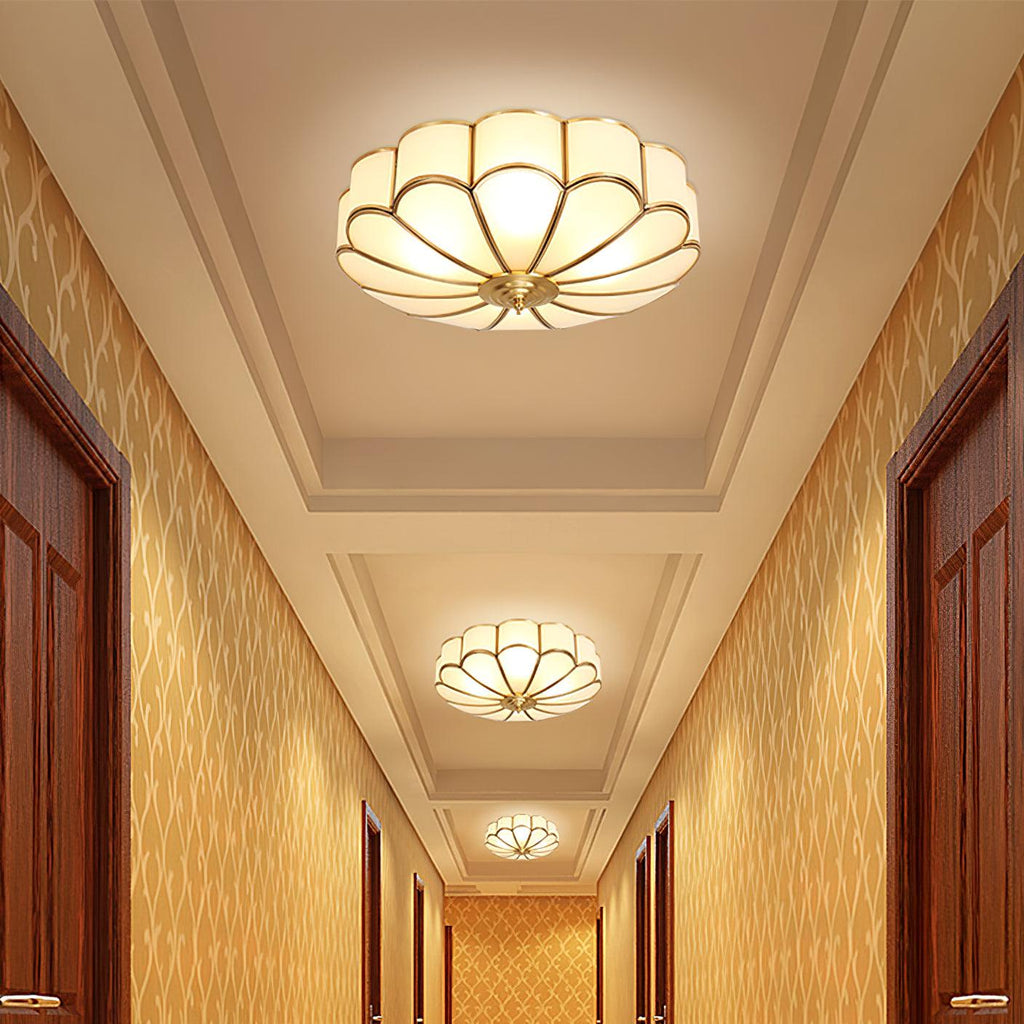 Ceiling Light Fixture with Flower Shaped Glass Lighting Lobby