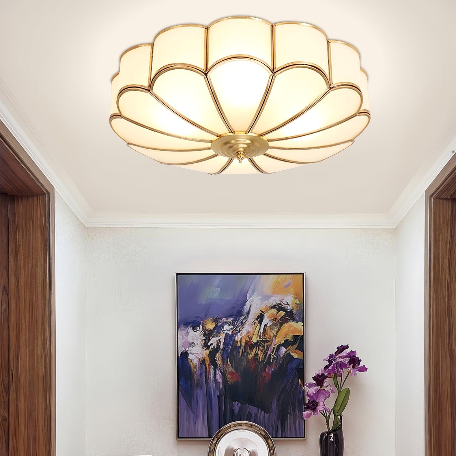 Ceiling Light Fixture with Flower Shaped Glass Lighting Lobby
