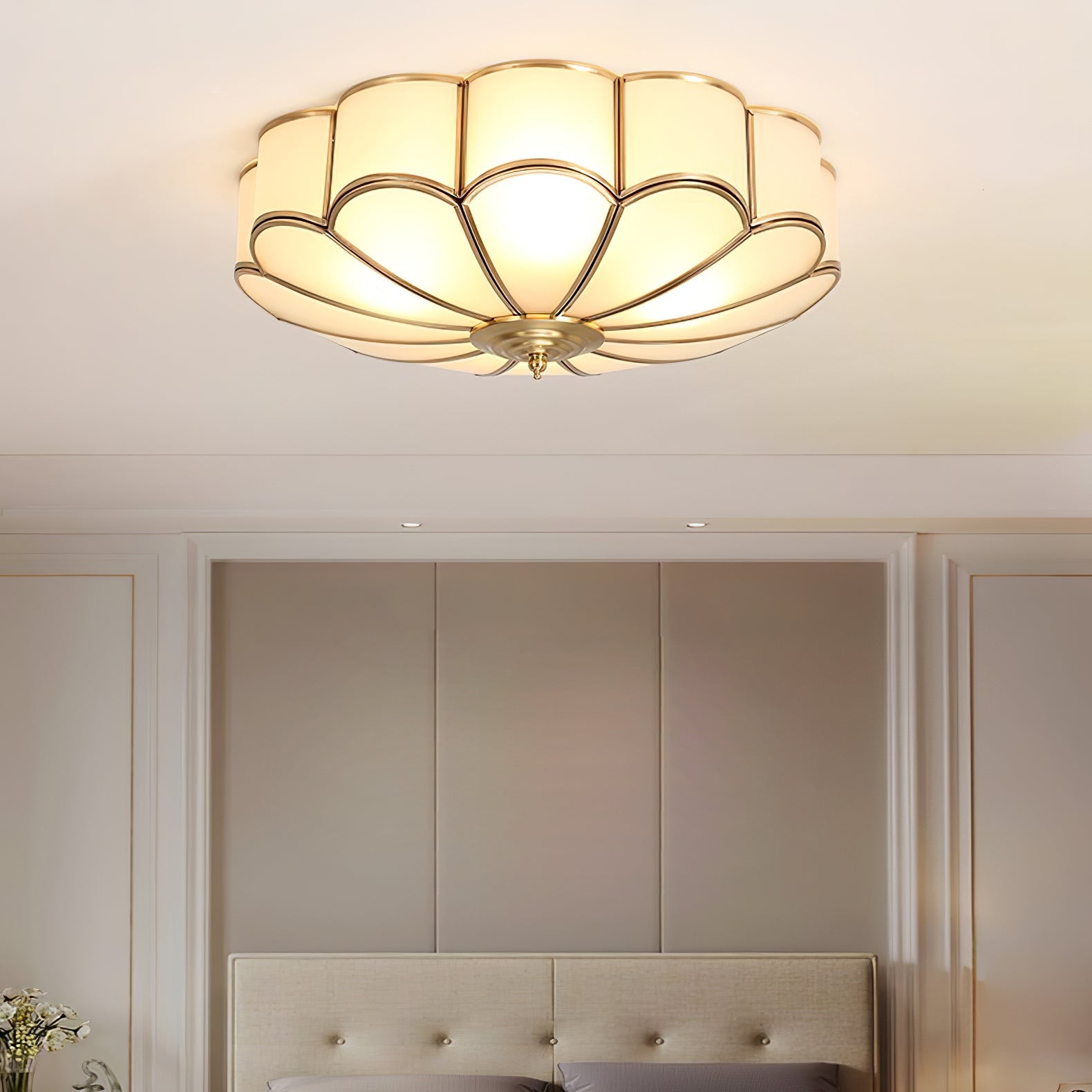 Ceiling Light Fixture with Flower Shaped Glass Lighting Lobby