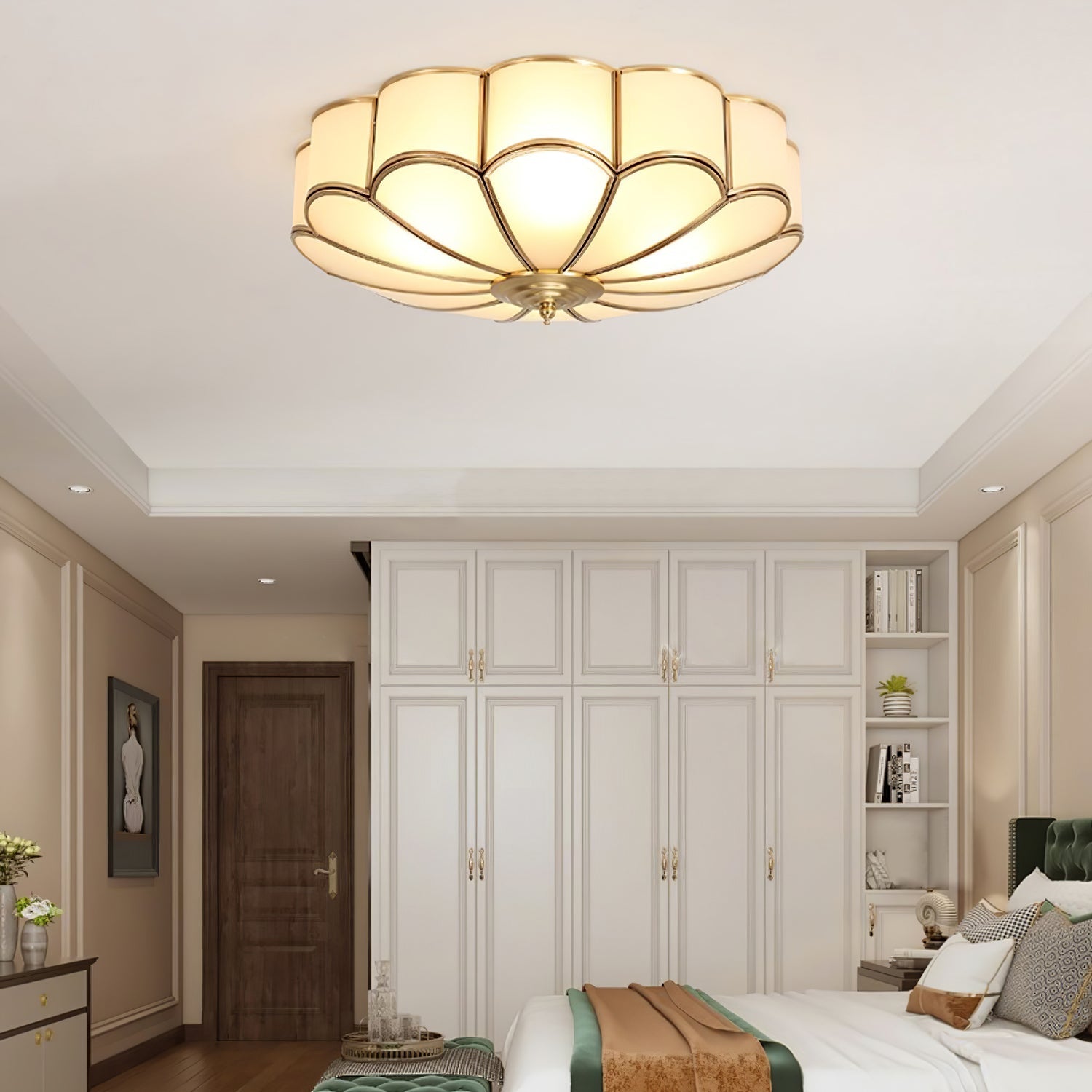 Ceiling Light Fixture with Flower Shaped Glass Lighting Lobby