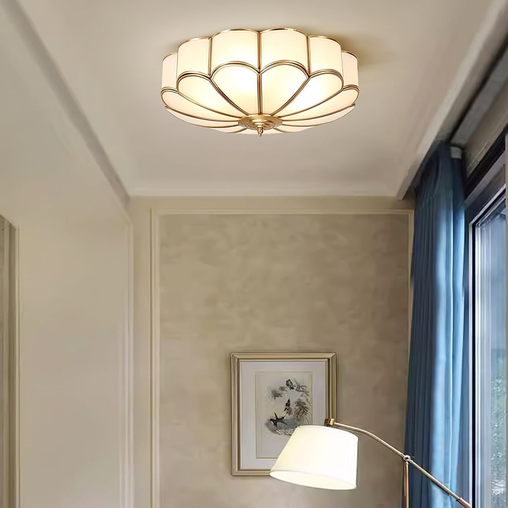 Ceiling Light Fixture with Flower Shaped Glass Lighting Lobby