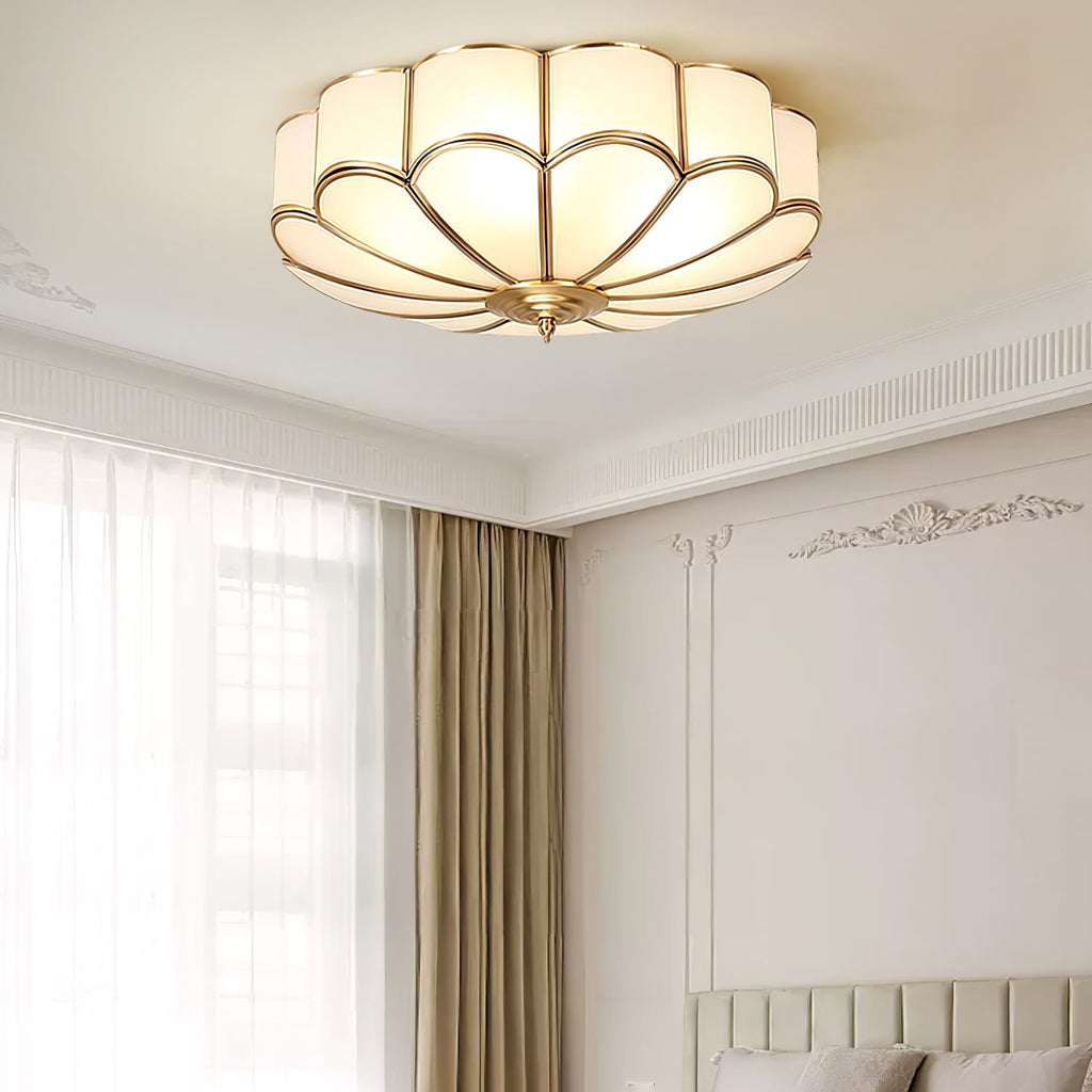 Ceiling Light Fixture with Flower Shaped Glass Lighting Lobby