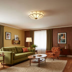 Ceiling Light Fixture with Flower Shaped Glass Lighting Lobby