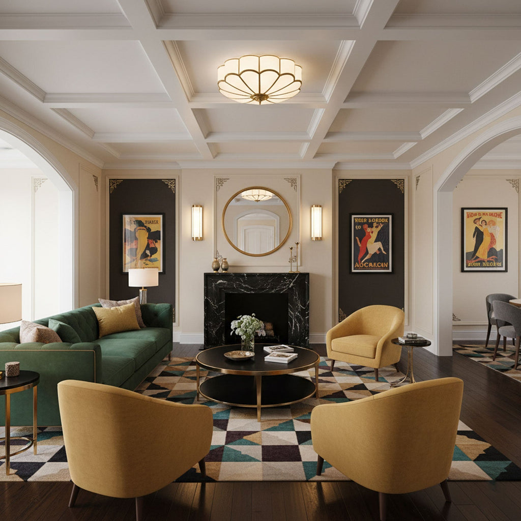 Ceiling Light Fixture with Flower Shaped Glass Lighting Lobby