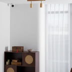 Ceiling Spotlight Fixture With Natural Wood Beam Lighting Lobby