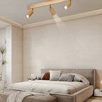 Ceiling Spotlight Fixture With Natural Wood Beam Lighting Lobby