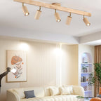 Ceiling Spotlight Fixture With Natural Wood Beam Lighting Lobby