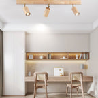 Ceiling Spotlight Fixture With Natural Wood Beam Lighting Lobby