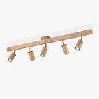 Ceiling Spotlight Fixture With Natural Wood Beam Lighting Lobby