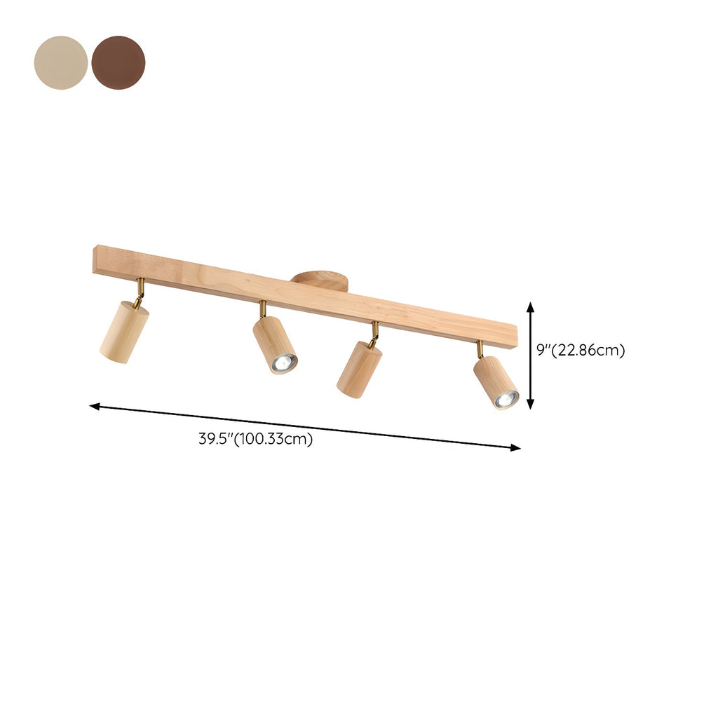 Ceiling Spotlight Fixture With Natural Wood Beam Lighting Lobby