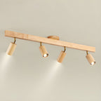 Ceiling Spotlight Fixture With Natural Wood Beam Lighting Lobby