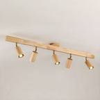 Ceiling Spotlight Fixture With Natural Wood Beam Lighting Lobby