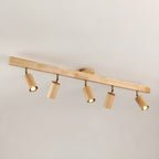Ceiling Spotlight Fixture With Natural Wood Beam Lighting Lobby