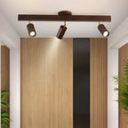 Ceiling Spotlight Fixture With Natural Wood Beam Lighting Lobby