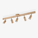 Ceiling Spotlight Fixture With Natural Wood Beam Lighting Lobby
