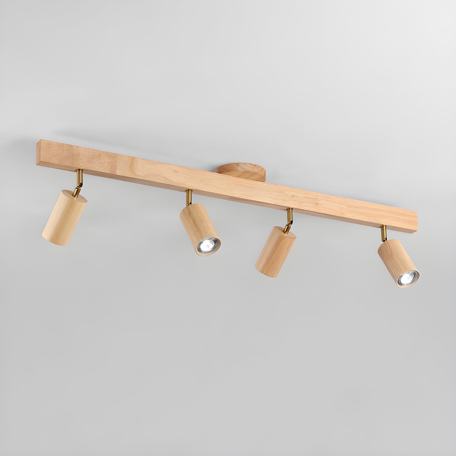 Ceiling Spotlight Fixture With Natural Wood Beam Lighting Lobby