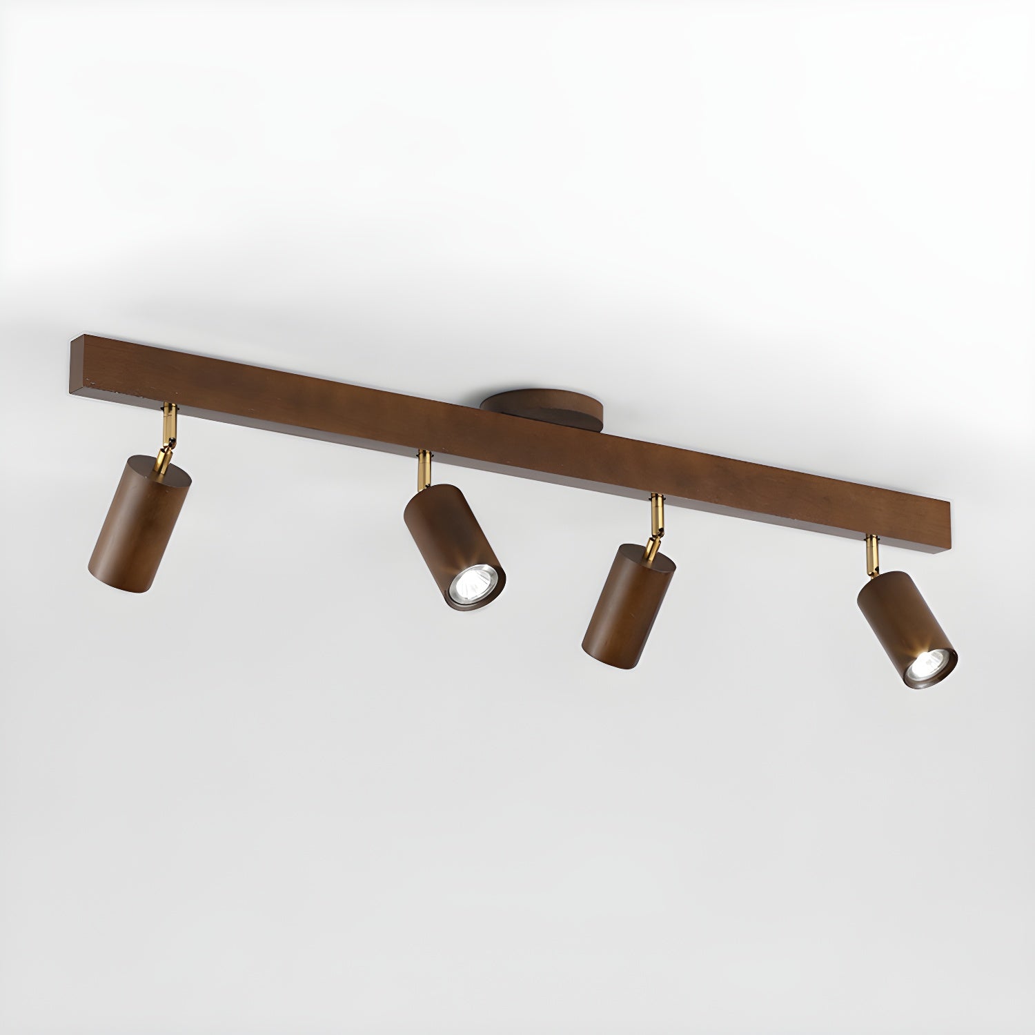 Ceiling Spotlight Fixture With Natural Wood Beam Lighting Lobby