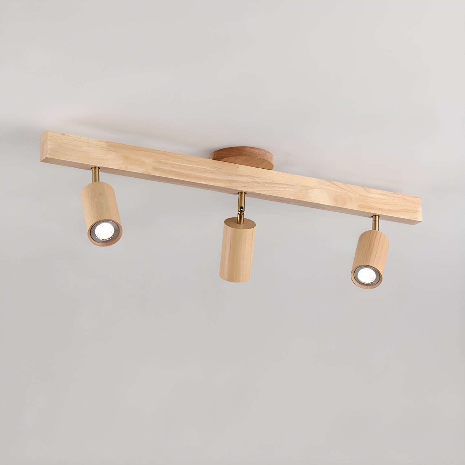 Ceiling Spotlight Fixture With Natural Wood Beam Lighting Lobby