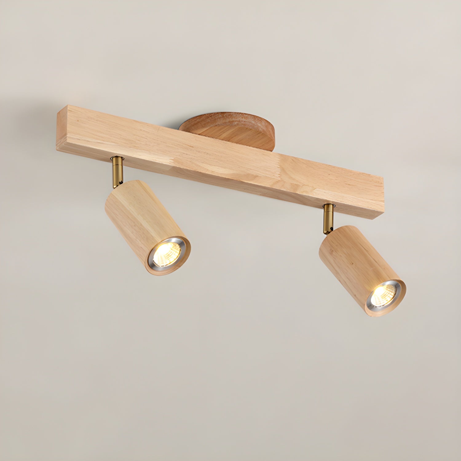 Ceiling Spotlight Fixture With Natural Wood Beam Lighting Lobby