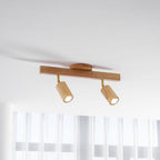 Ceiling Spotlight Fixture With Natural Wood Beam Lighting Lobby