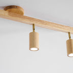 Ceiling Spotlight Fixture With Natural Wood Beam Lighting Lobby