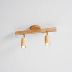 Ceiling Spotlight Fixture With Natural Wood Beam Lighting Lobby