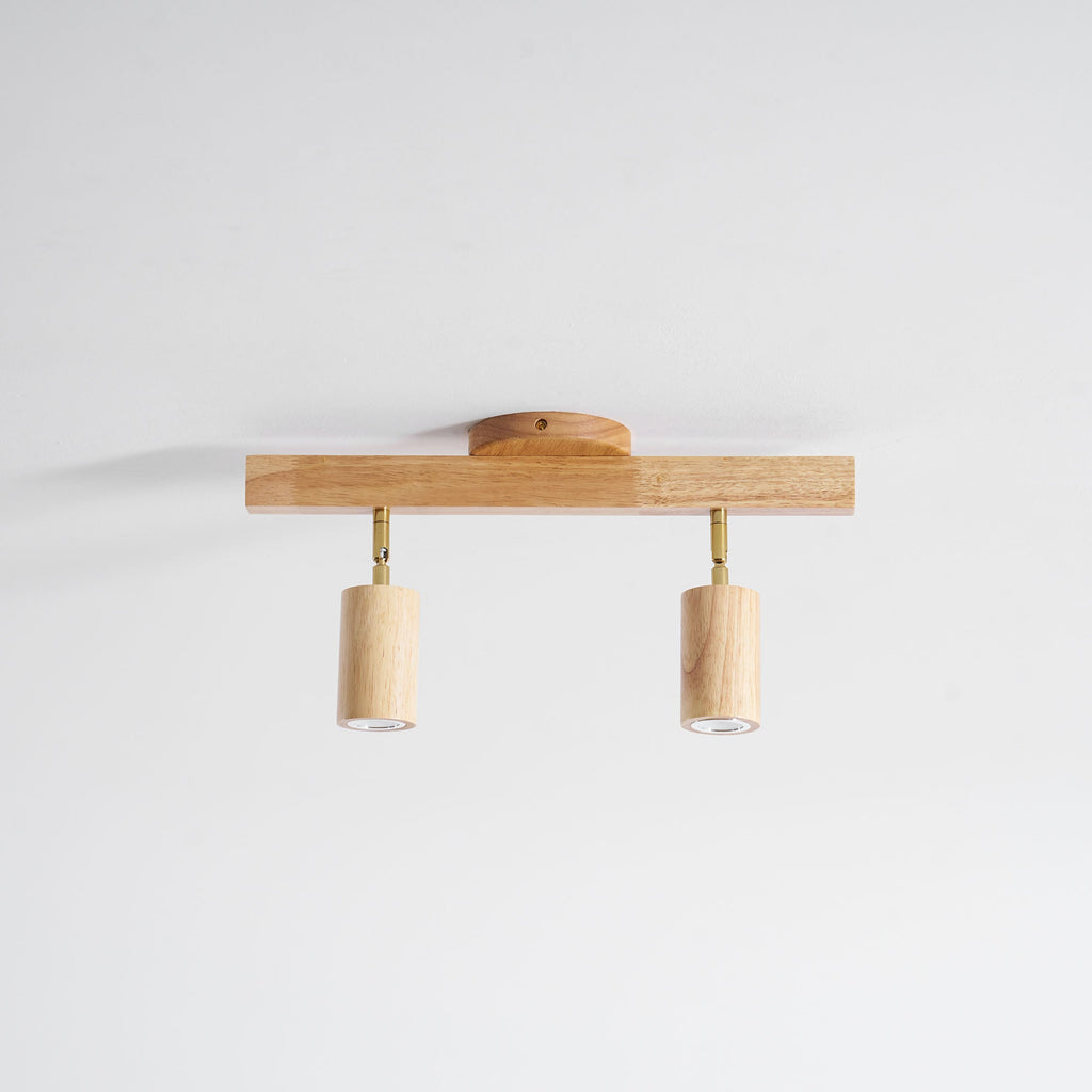 Ceiling Spotlight Fixture With Natural Wood Beam Lighting Lobby