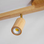 Ceiling Spotlight Fixture With Natural Wood Beam Lighting Lobby