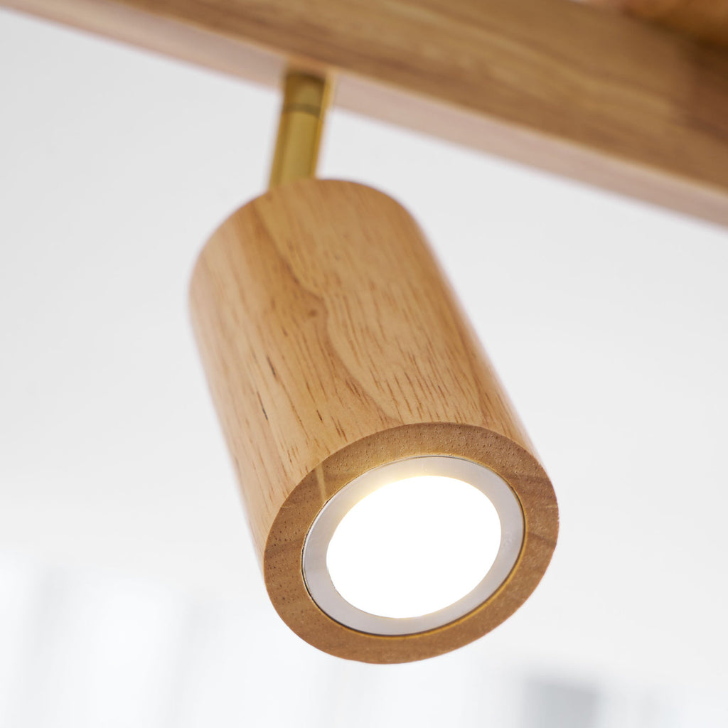 Ceiling Spotlight Fixture With Natural Wood Beam Lighting Lobby