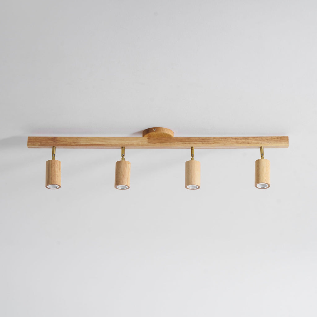 Ceiling Spotlight Fixture With Natural Wood Beam Lighting Lobby