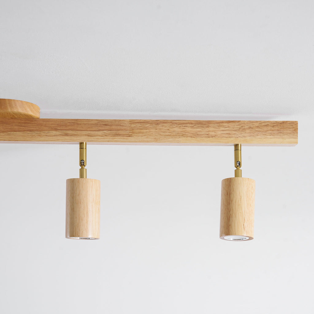 Ceiling Spotlight Fixture With Natural Wood Beam Lighting Lobby